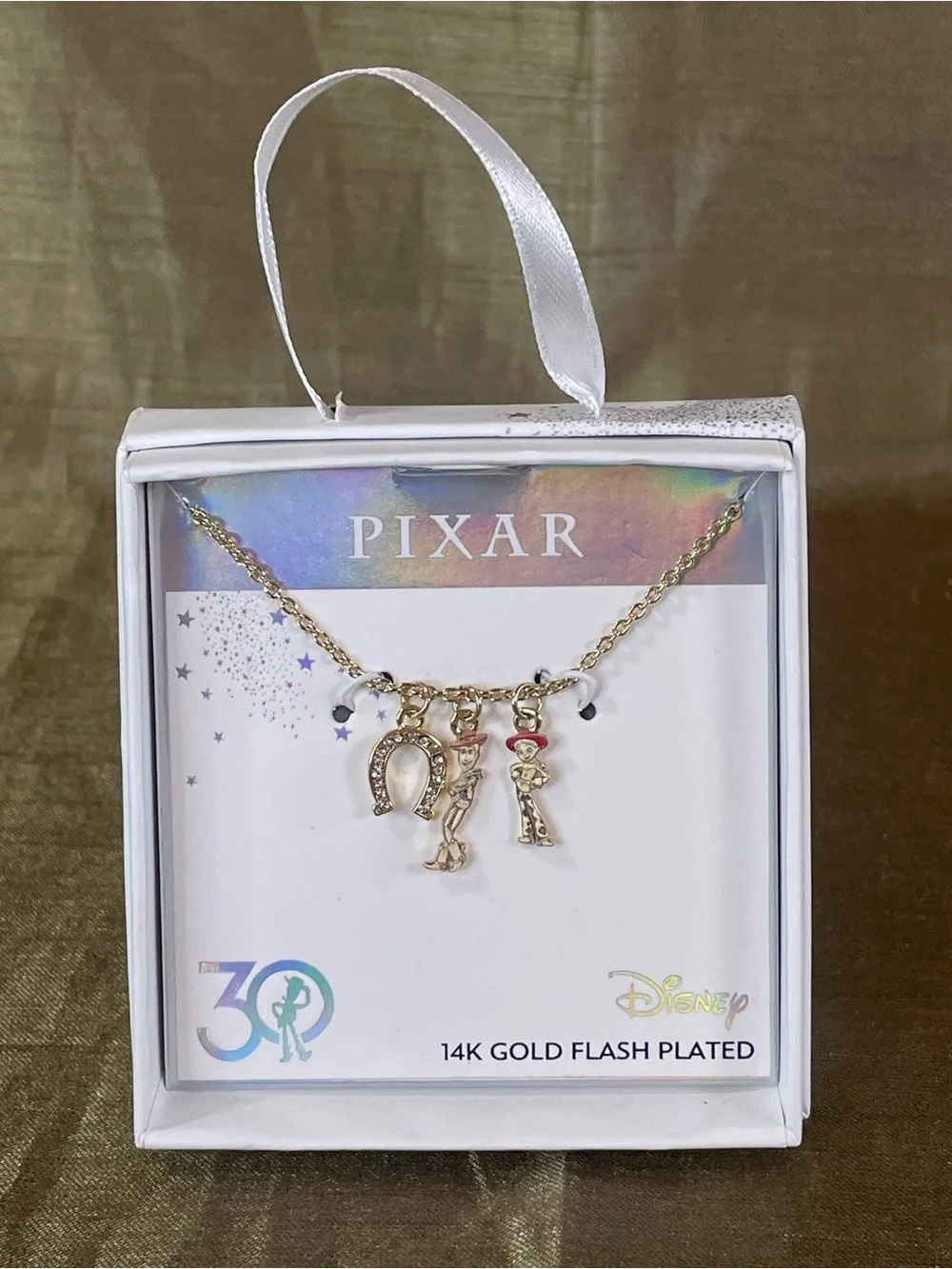 Disney Pixar 30th Anniversary  Woody Jessie Necklace 14k Gold Flash Plated